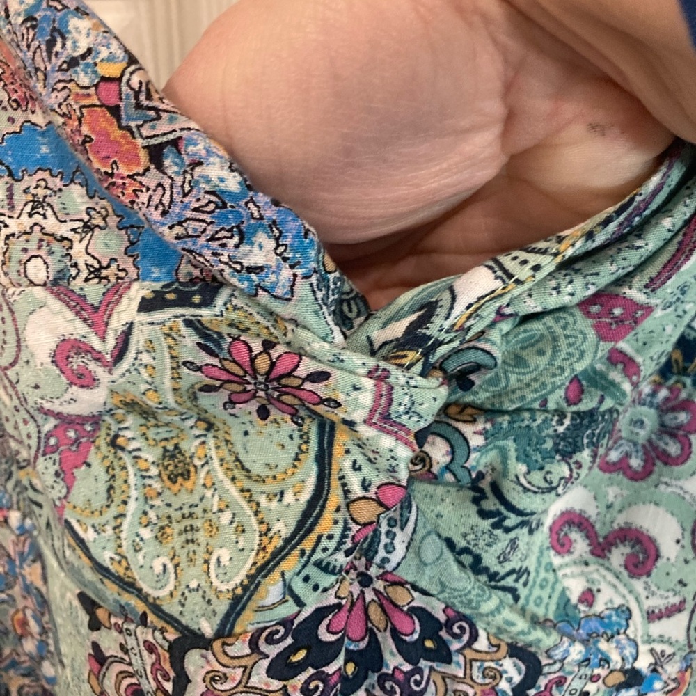 Maurices vibrant Y2K boho paisley sleeveless v-neck midi babydoll dress size XL - Picture 2 of 9